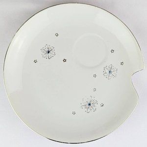 MCM 1950s Silver Trim Snack Dessert Plate Retro Summit Fine China Stardust Japan